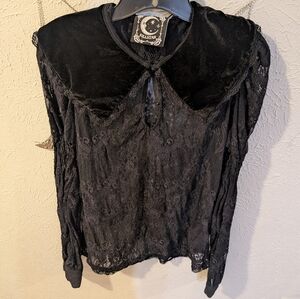 Killstar Black Long Sleeve Peter Pan Collar Blouse